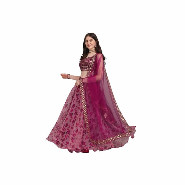 Organza Printed Lehenga Choli For Womens