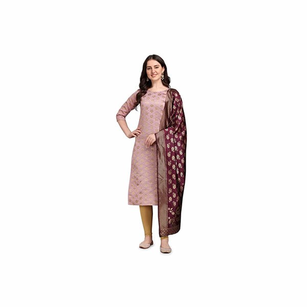 Women's Cotton Silk Blend Kurta with Banarasi Silk Dupatta