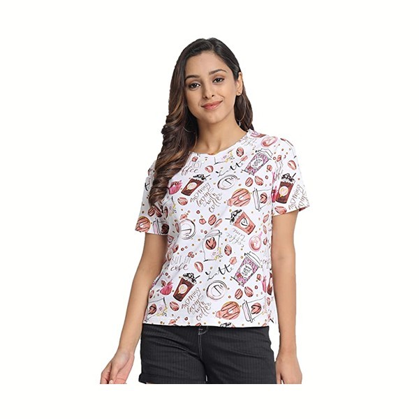 JUNEBERRY Women's Cotton Regular Fit Half Sleeves Printed T-Shirt