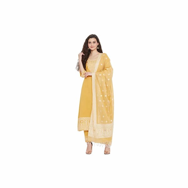 Cotton Woven Zari Design Women Unstitched Dress Material With Silk Dupatta