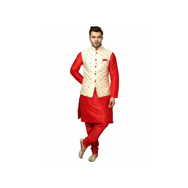 Mag Men's silk Kurta Churidhar With For Men For Men Waistcoat