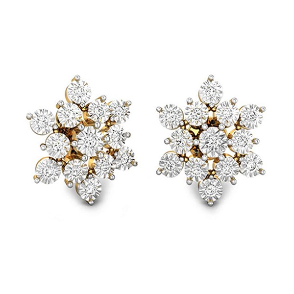 Candere By Kalyan Jewellers 18KT Yellow Gold and Diamond Stud Earrings for Women