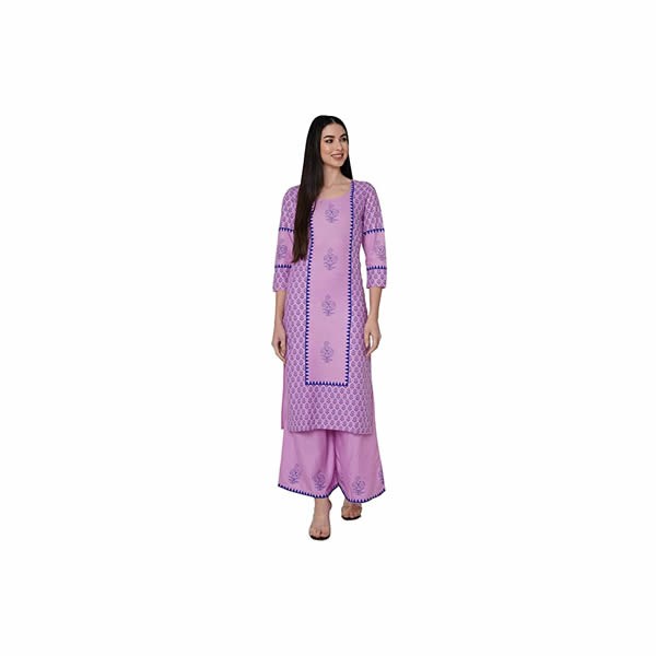 Womens Rayon Gold Printed Kurta and Palazzo Set