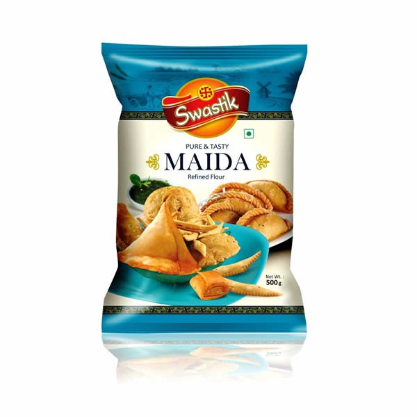 Swastik Refined Fresh Pure and Tasty Wheat Flour Maida,1 kg(Pack of 2 500gms)