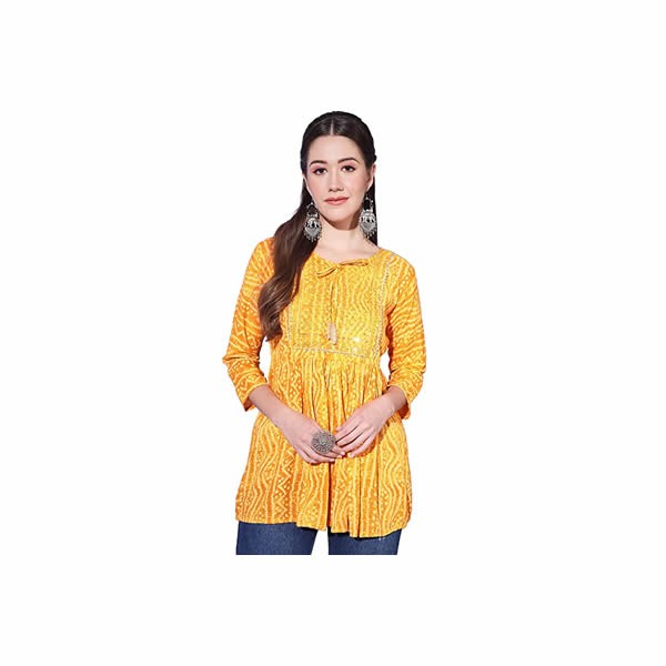 Cotton Printed Women Short Kurta Top