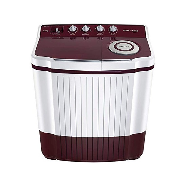 Voltas Beko 7 Kg Semi-Automatic Top Loading Washing Machine (WTT70ALIM, Burgundy Qpaque)