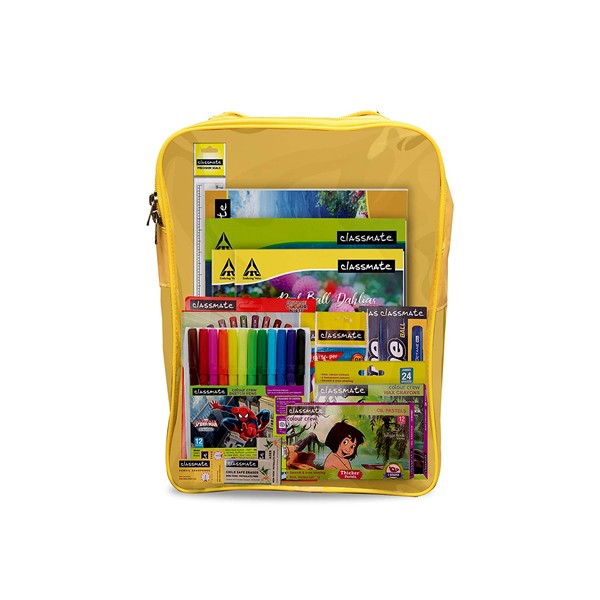 Classmate Stationery Kit Bag - Drawing Book, Sketch Pen, Oil Pastel, Eraser, Crayons, Notebook, Scale, Sharpener, Octane Colour Burst Pen, Mechanical Pencil, Octane Glide Ball Pen, Scrapbook