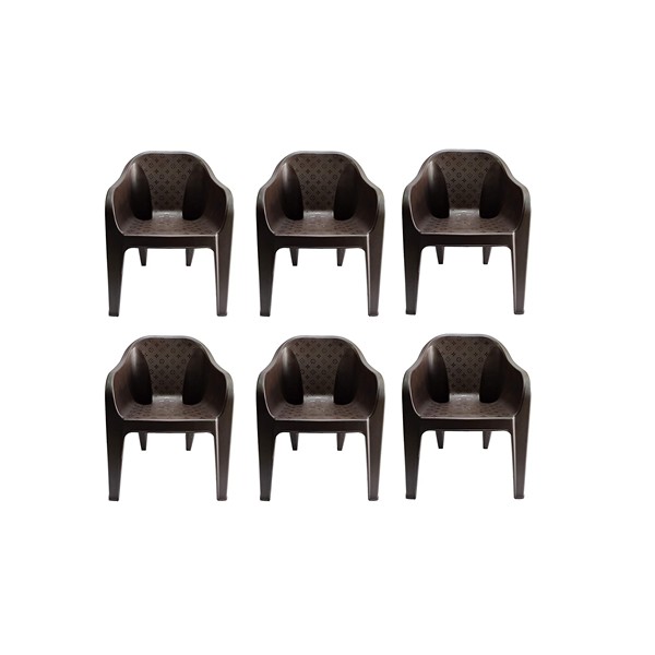 Supreme Futura Plastic Chairs for Home and Office (Set of 6, Brown)