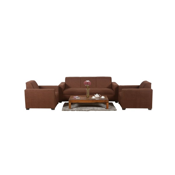 Roman Living Brenon Fabric 5 Seater Sofa Set (Brown)