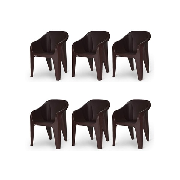 RW REST WELL Luxor Plastic Chair for Home, Garden, Office & Restaurants ( Set of 6)