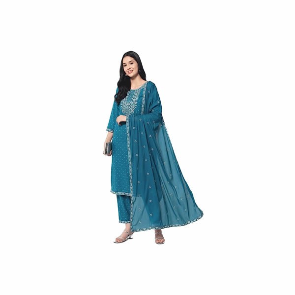 Women's Rayon Straight Kurta Set with Pant & Dupatta