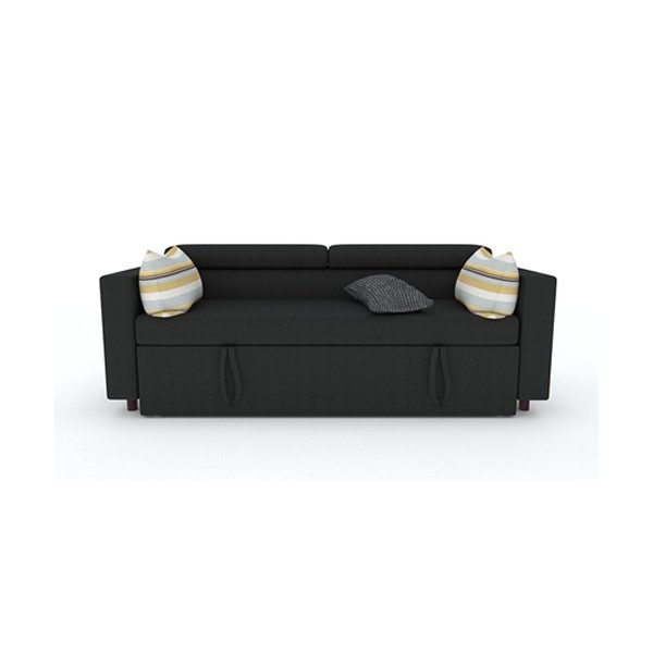 Funterior Contempary Convertable 3 Seater Fabric Sofa Bed- Pure Black
