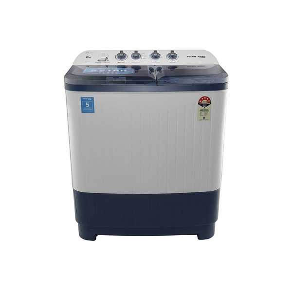 Voltas Beko 8 kg Semi-Automatic Top Loading Washing Machine, 2 Casette Filter (WTT80DBLT, Sky Blue)