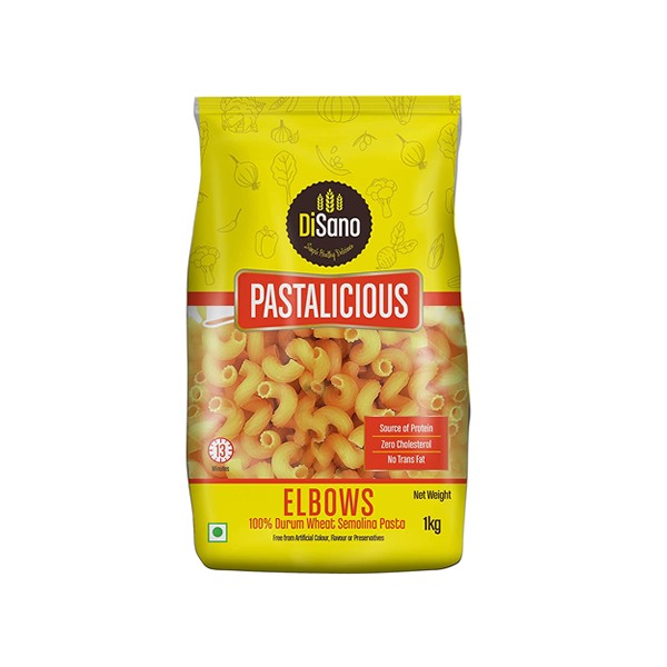 DiSano Pastalicious 100% Durum Wheat Macroni Pasta, Elbow, 1kg